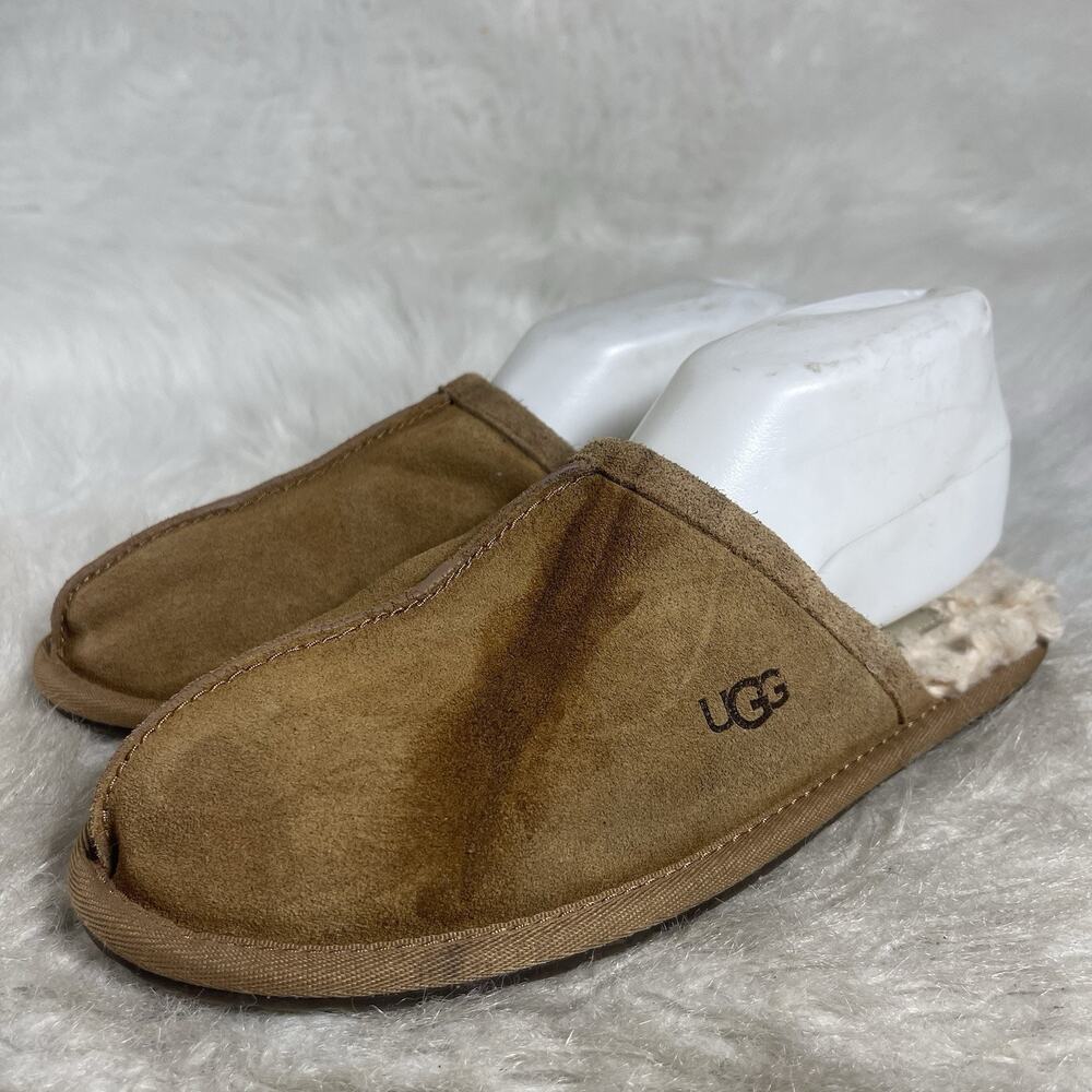 UGG Scuff Slippers Chestnut Suede Sheepskin Women’s US 8 EU 39